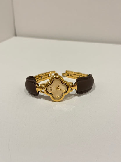 brown/gold flower watch